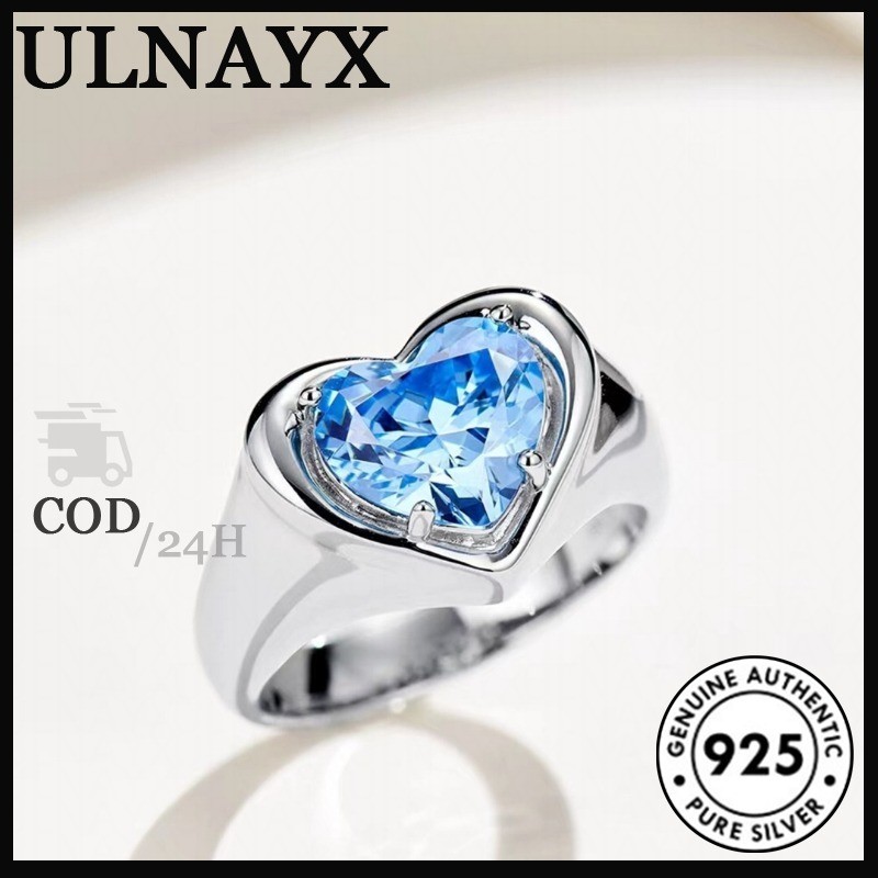 Cincin Cinta 2 Karat Sea Blue Moissanite Niche Premium Cincin Wanita