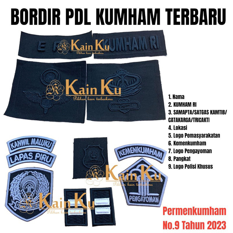 Bordir Bordir PDL Kemenkumham berdasarkan Permenkumham No.9 Tahun 2023