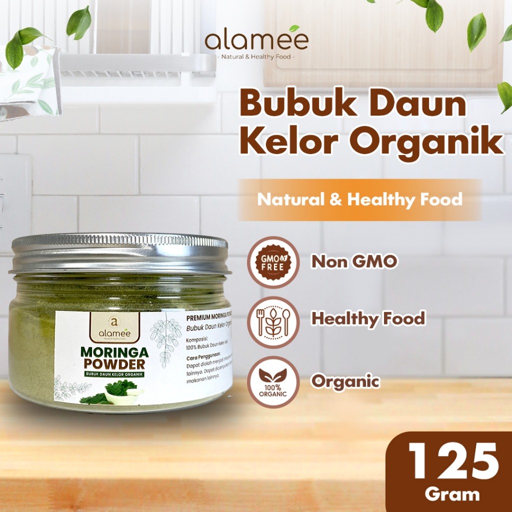 

ALAMEE Bubuk Minuman Daun Kelor Moringa Powder Serbuk Daun Kelor Herbal Tanpa Gula 125gr