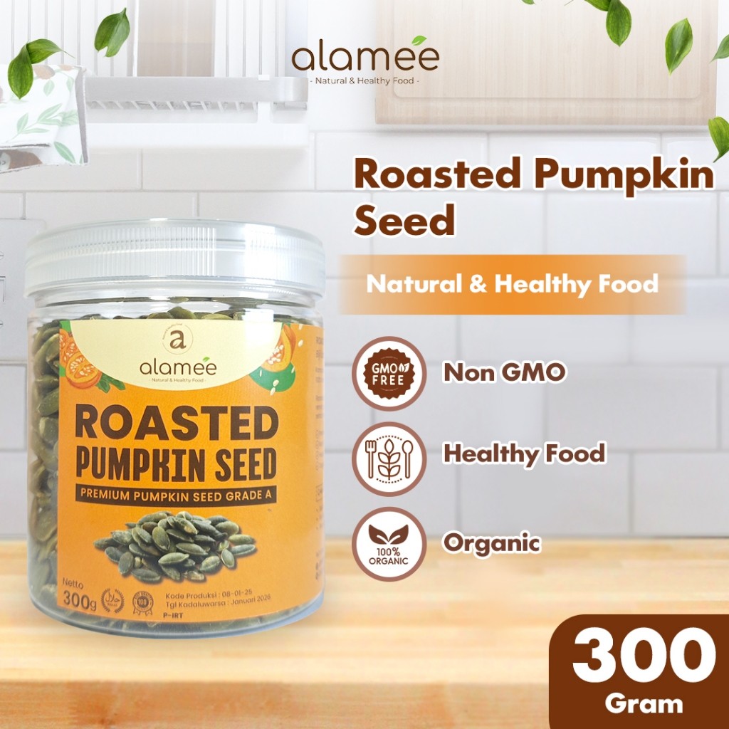 

ALAMEE Roasted Pumpkin Seed Biji Labu Pepita Kupas Panggang Matang Siap Makan Natural 300gr