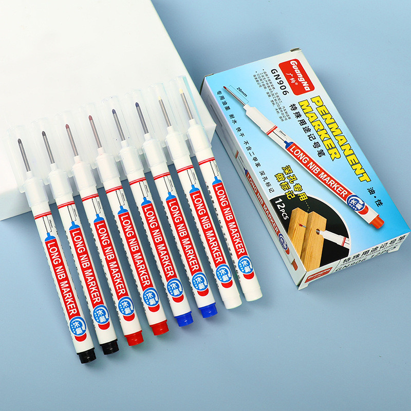 

White Long head Marker For Metal Molds Fine Tip 20mm Pen Use Stainless Steel Writing Point 0.7-1mm Black Red Blue Green Ink 6pcs