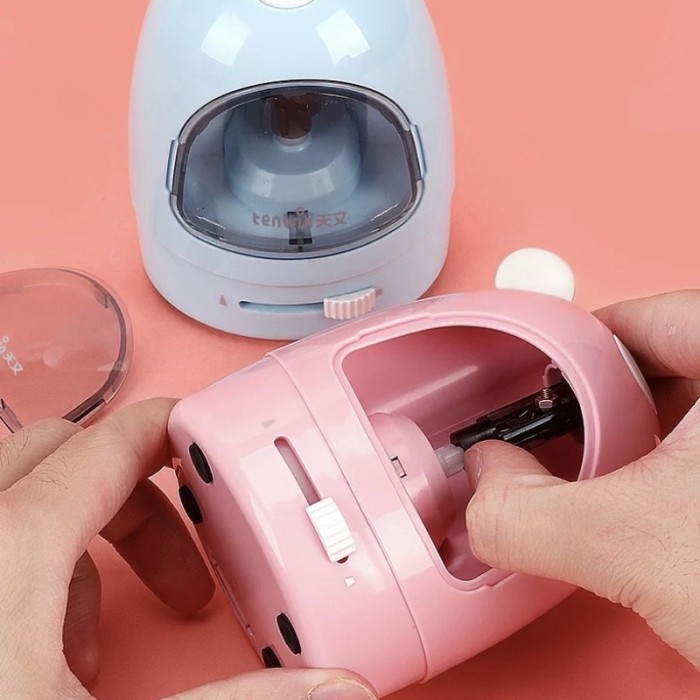 

tenwin electric stationery set alat tulis penghapus serutan electric - Blue Huachi