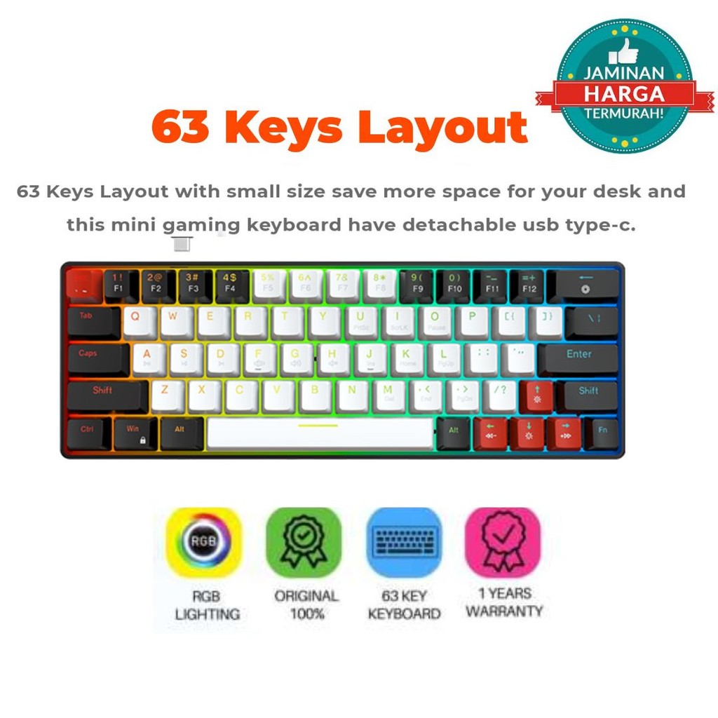 NYK HELENS 63 MKN-07 MECHANICAL KEYBOARD | KEYBOARD MECHANICAL NYK HELENS 63 MKN-07