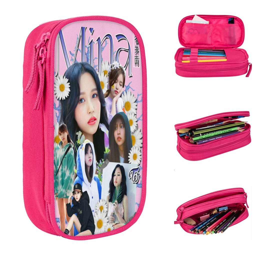 

Twice Mina Pencil Case Korean Group Music Pencilcases Pen Box for Student Big Capacity Pencil Bags School Supplies Stationery