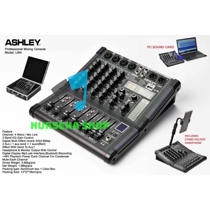 Mixer ashley lm4 lm 4 soundcard usb bluetooth original ashley