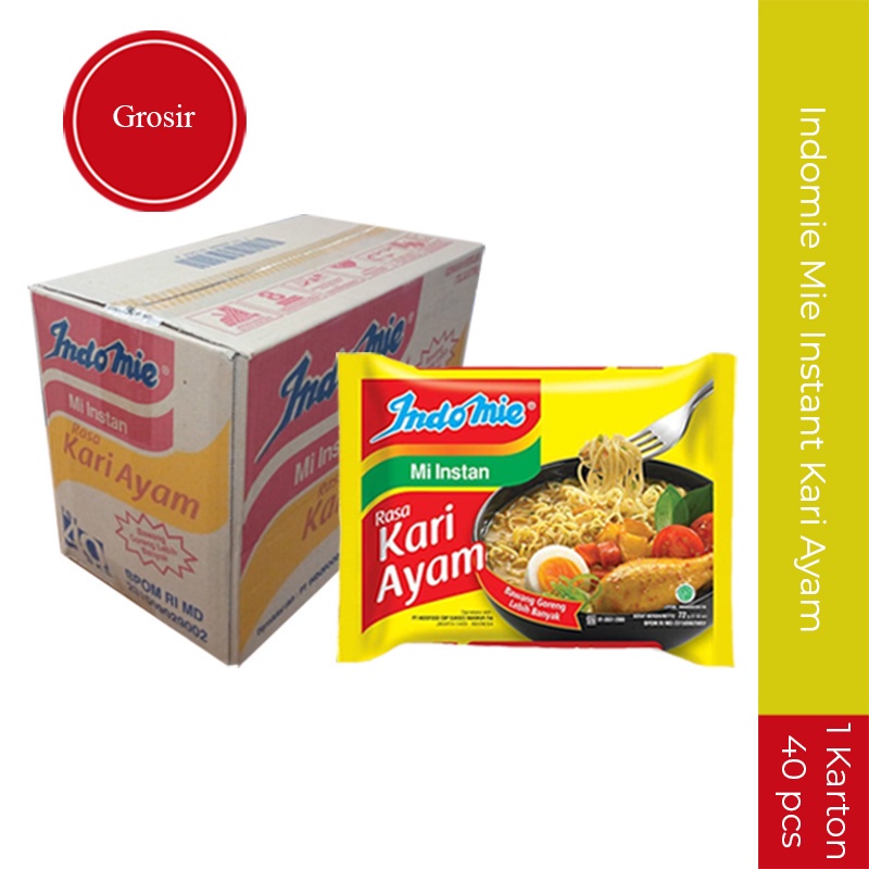 

Indomie Mie Instant Kari Ayam Bawang Grg New 1 karton 40 Pcs Grosir