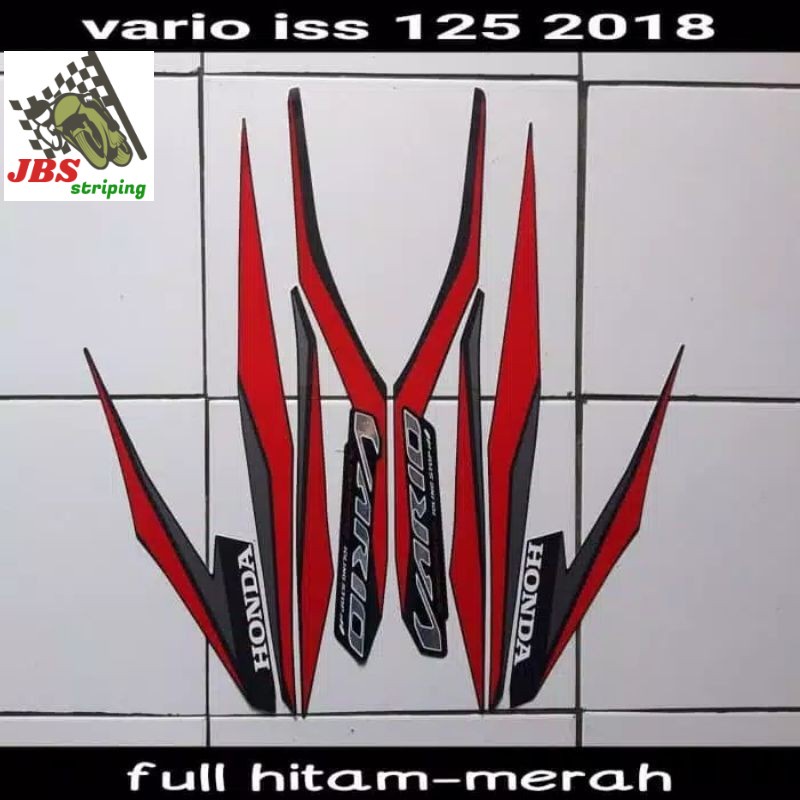 Striping honda new vario techno 125 led fi cbs iss 2018 full hitam merah stiker vario lis body vario