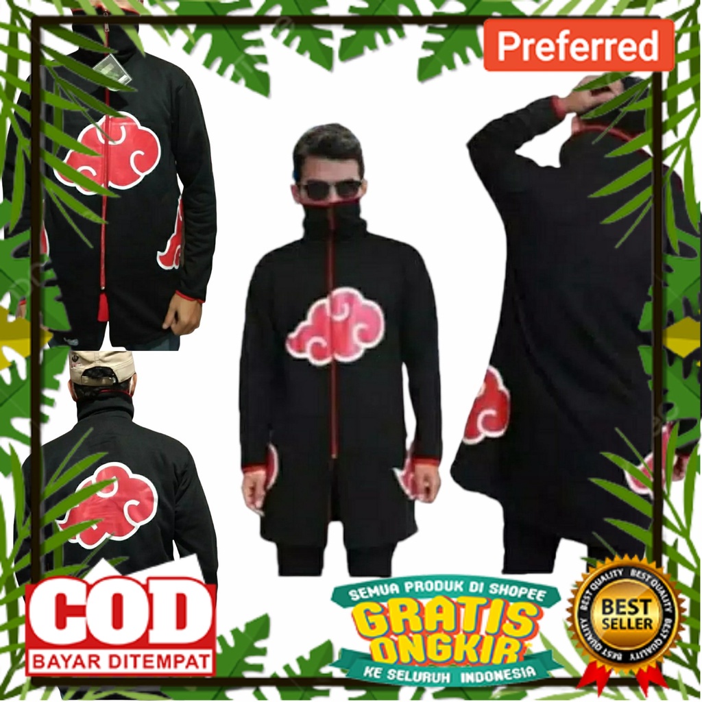 JAKET KEREN MODEL BARU TERLARIS TERMURAH /Jaket Jubah Anime Akatsuki Kerah Untuk Anak Dan Dewasa / J