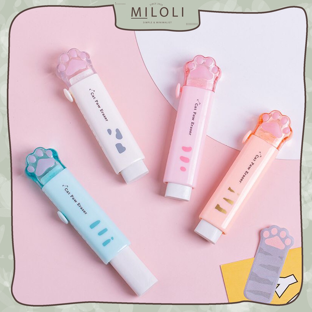 

[MILOLI] 1Pcs CAT PAW ERASER Rectractable Penghapus Pensil Karet Mekanik Refil Korean - F0219