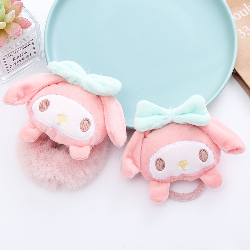 IKAT RAMBUT SANRIO BULU  POMPOM KEPALA CINNAMOROLL KUROMI MELODY/ KUCIRAN RAMBUT SANRIO SCRUNCHIE SANRIO LUCU