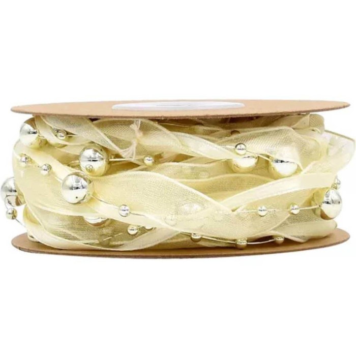 

1 ROLL Pita Lace Manik Natal - Ribbon Beads Christmas PS102 - GOLD ORI