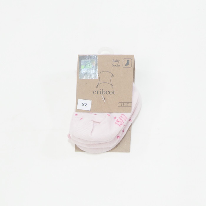 cribcot kaos kaki socks girl 15-17 - Baby Pink Glitter x2