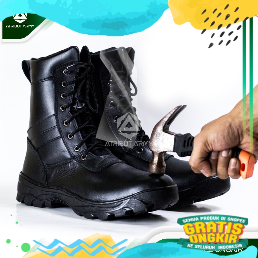 [KULIT ASLI UJUNG BESI] SEPATU PDL TNI SAFETY KULIT ASLI UJUNG BESI SEPATU PDL TNI AD SATPAM POLRI/ 