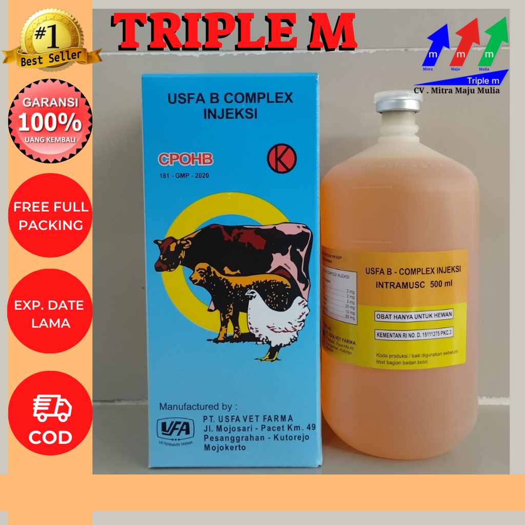 USFA B COMPLEX injeksi 500 ml - Vitamin B Complex Hewan Ternak MMM