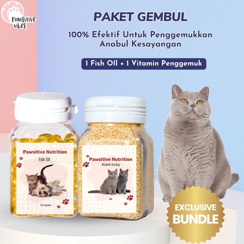 VITAMIN PAKET GEMBUL Menambah Nafsu Makan, Badan Gemuk, Bulu Lebat, Gembul dan Cegah Rontok Kucing -