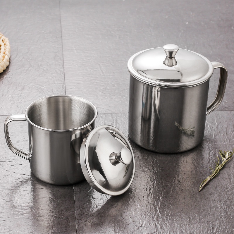 Gelas Stainless Steel Cangkir Serbaguna - Mug Tutup Stenlis Jadul - Cangkir Kopi /Teh/ Susu - Cups T