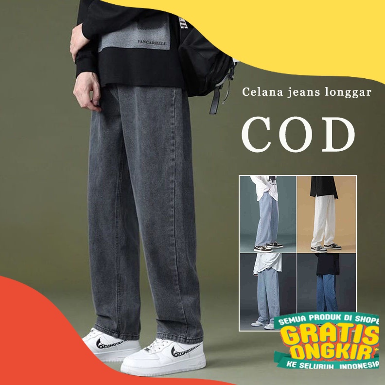 Celana Jeans Pria Celana Panjang Hitam Pria Dewasa Kulot Jeans Murah Denim Jumbo Korean Style Celana