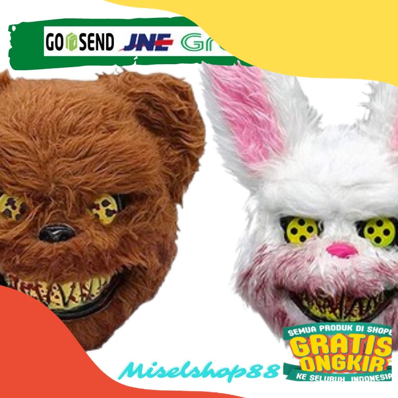 Topeng beruang kelinci berdarah monster seram halloween/ paling seram