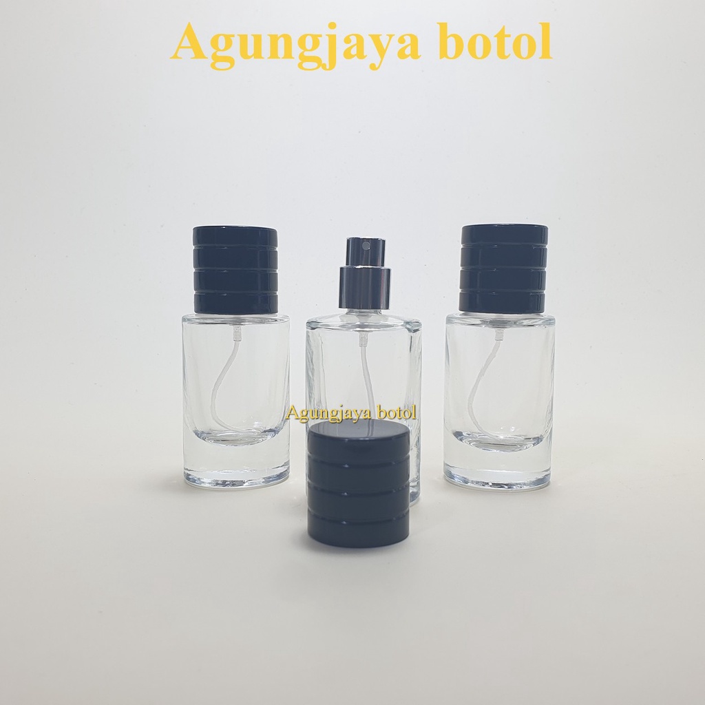 Botol Kaca 30 Ml Saga Drat Cap Black / Botol Parfum / Botol Kaca Parfum / Botol Kosong / Botol Parfu