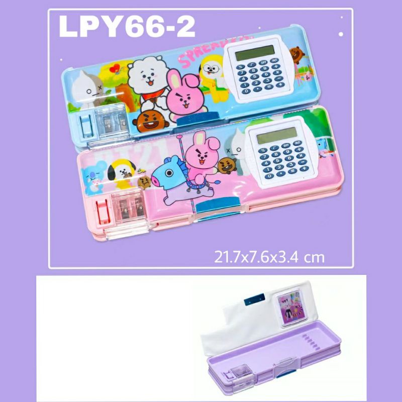 

Tempat Kotak Pensil Magnet Karakter 2sisi Set Rautan Kalkulator Pencil Case Ready