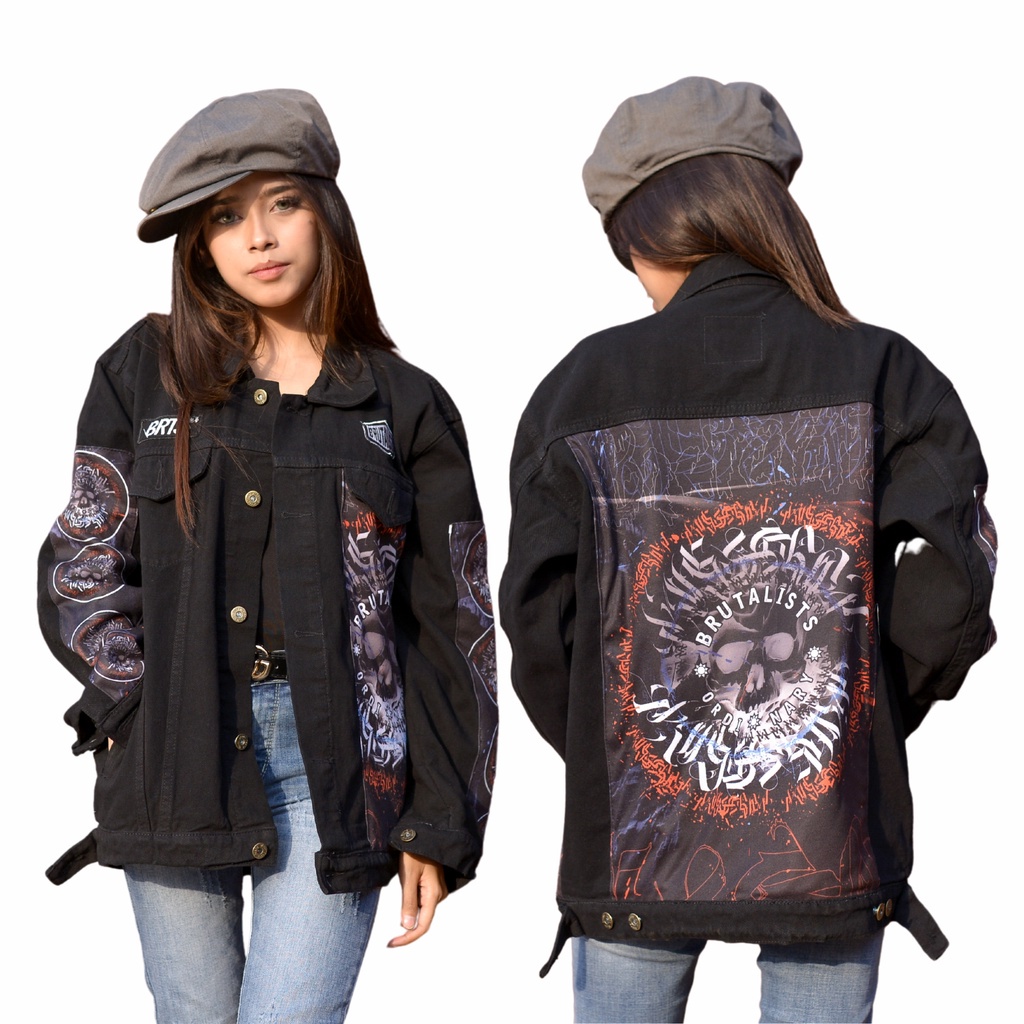 Jaket Jeans Pria Denim Jacket Distro Full Printing Motif Prizer