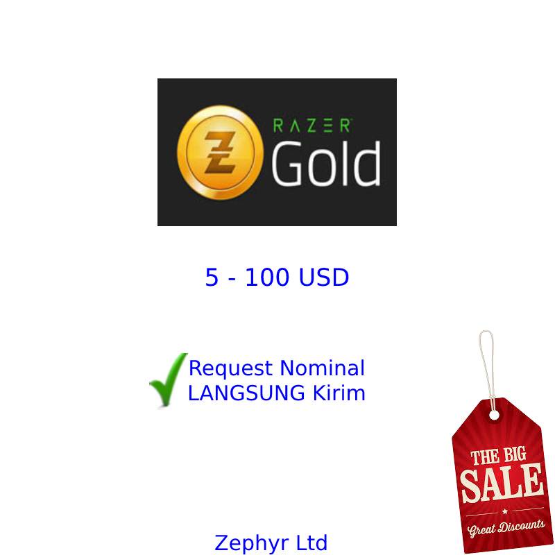 Voucher Razer Gold / Razer Gold Pin Global 5 - 100 USD