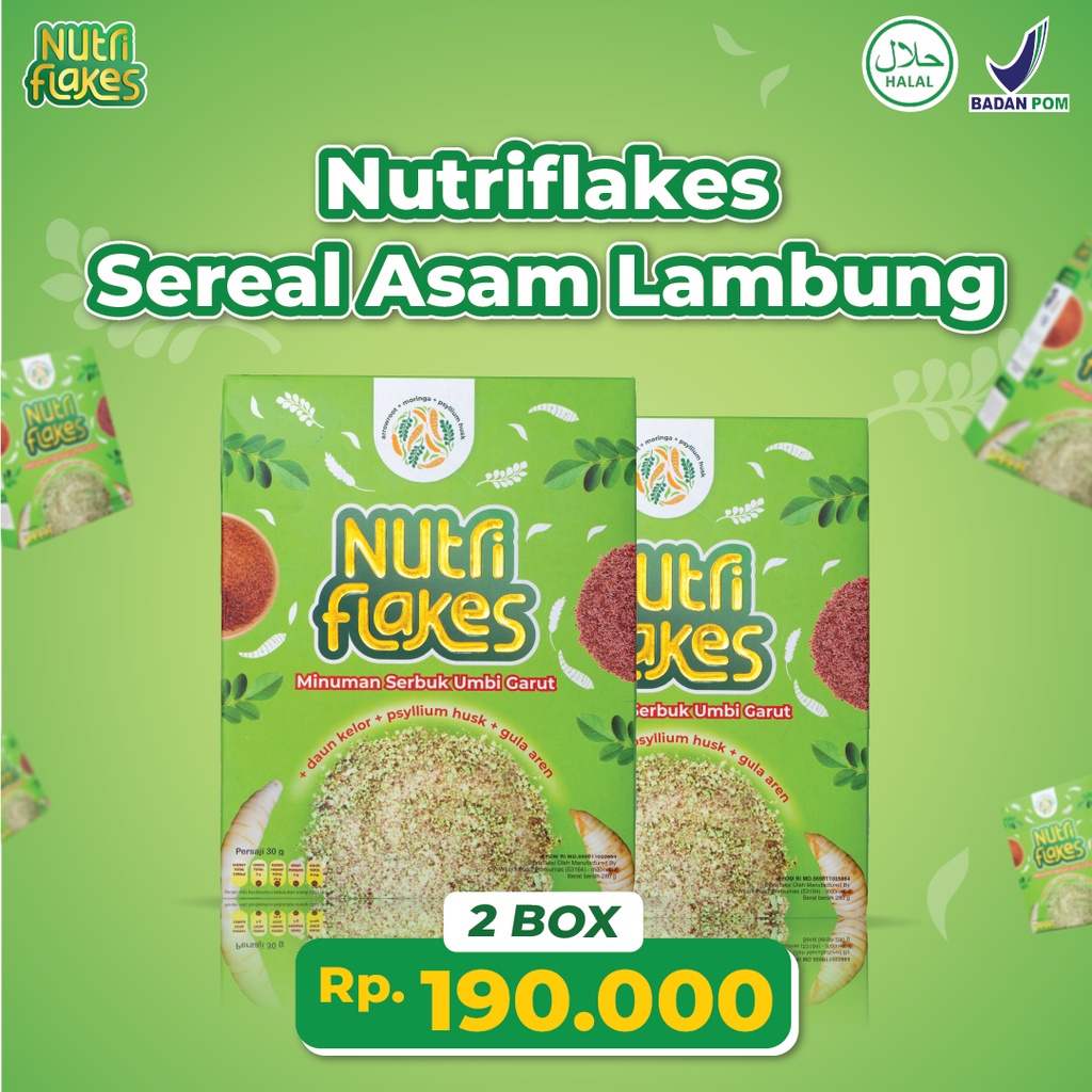 

100% ORIGINAL Nutriflakes Sereal Umbi Garut Solusi Asam lambung Original 2 Box