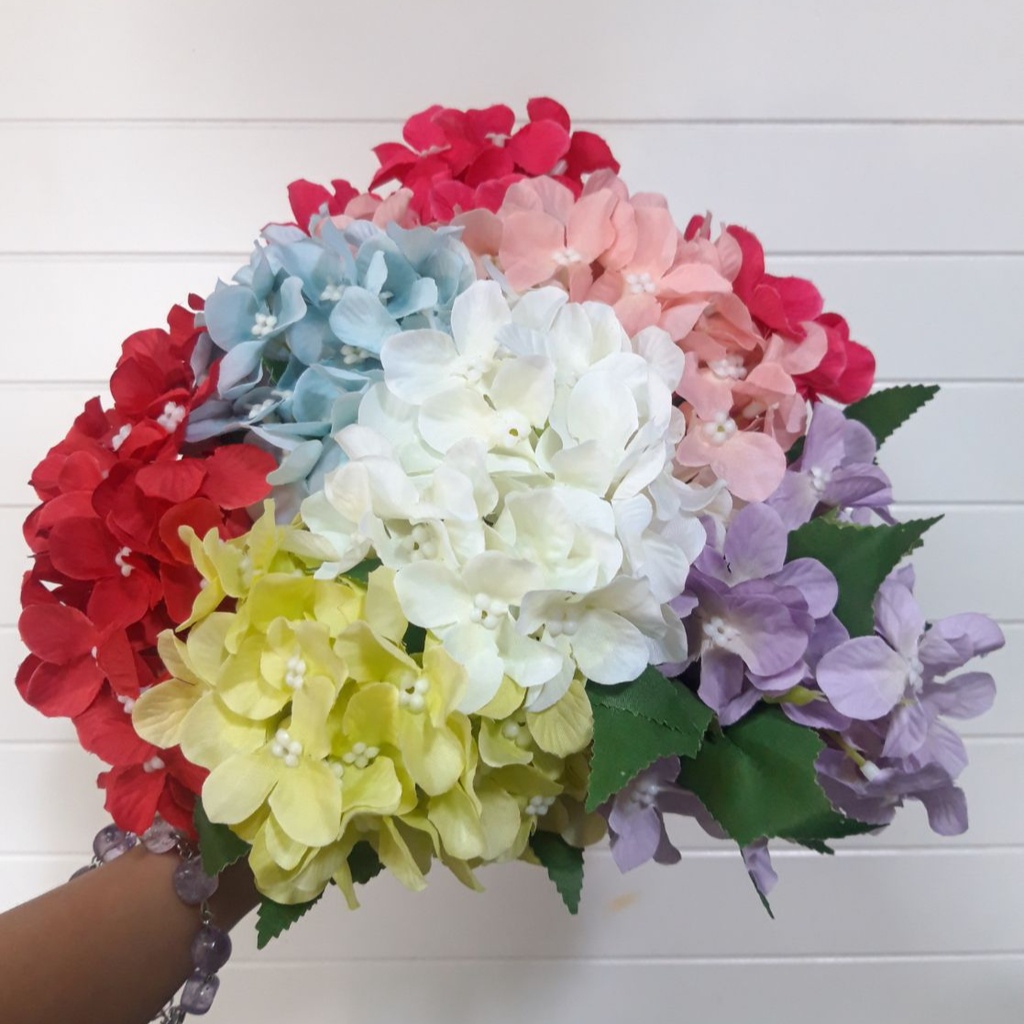 Bunga Hydrangea Mini 5 Cabang Tanaman Hias Palsu Azalea Artifisial Minimalis Home