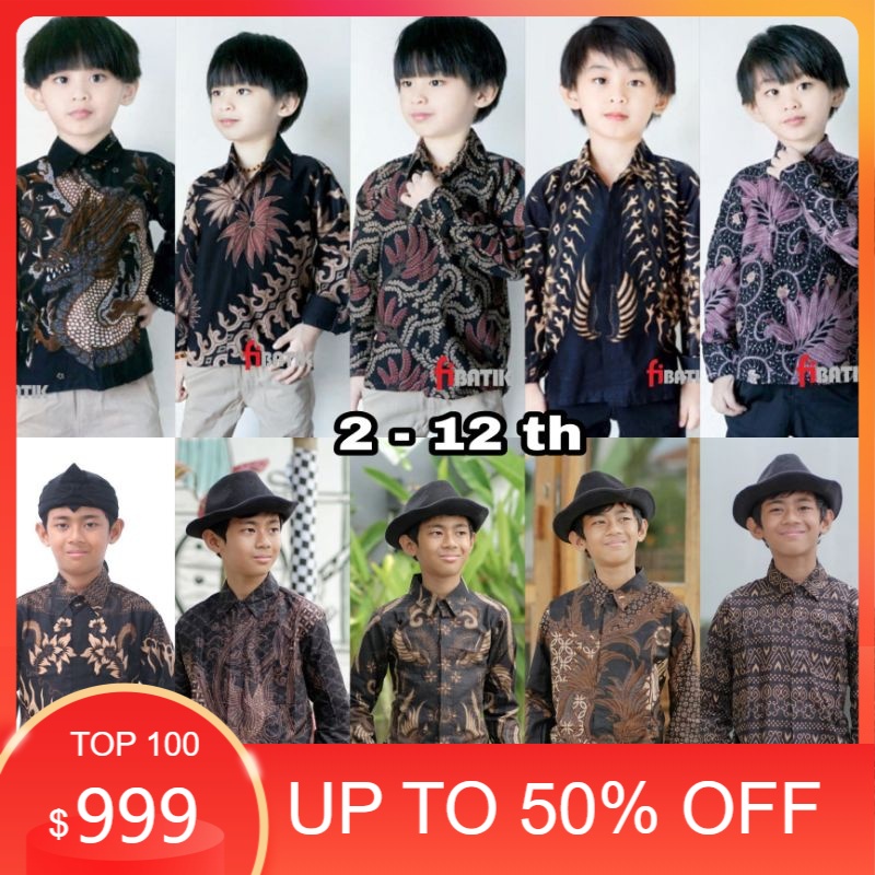 BAJU BATIK ANAK COWOK LENGAN PANJANG WARNA HITAM/Kondangan nikahan resepsi