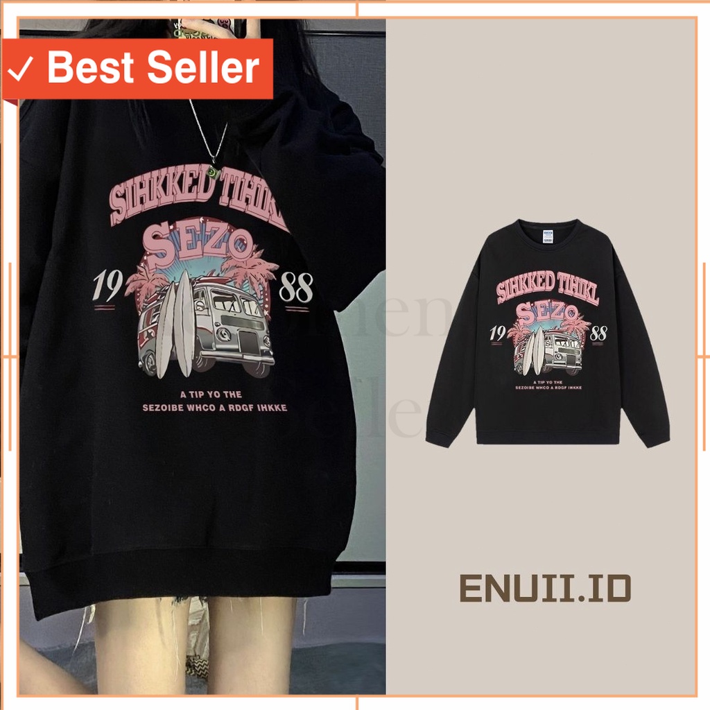 HOODIE WANITA KEKINIAN MURAH KOREAN STYLE - ENUII Sweater Lengan Panjang Retro Car Korean Style/Swea