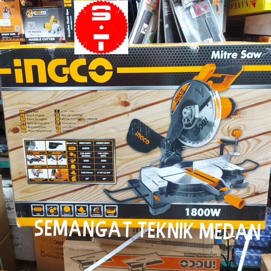 BMS18001 MITER SAW MITERSAW POTONG KAYU ALUMINIUM CROSSCUT 10" INGCO