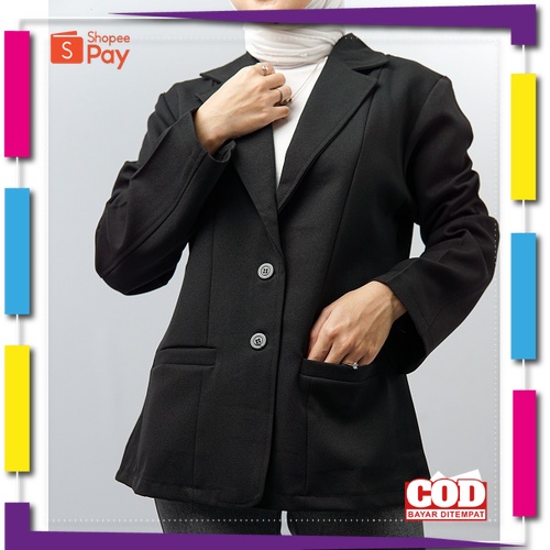 PREMIUM KOREAN STYLE / BLAZER BIGSIZE WANITA/BLAZER HITAM JUMBO/JAS KERJA BIGSIZE