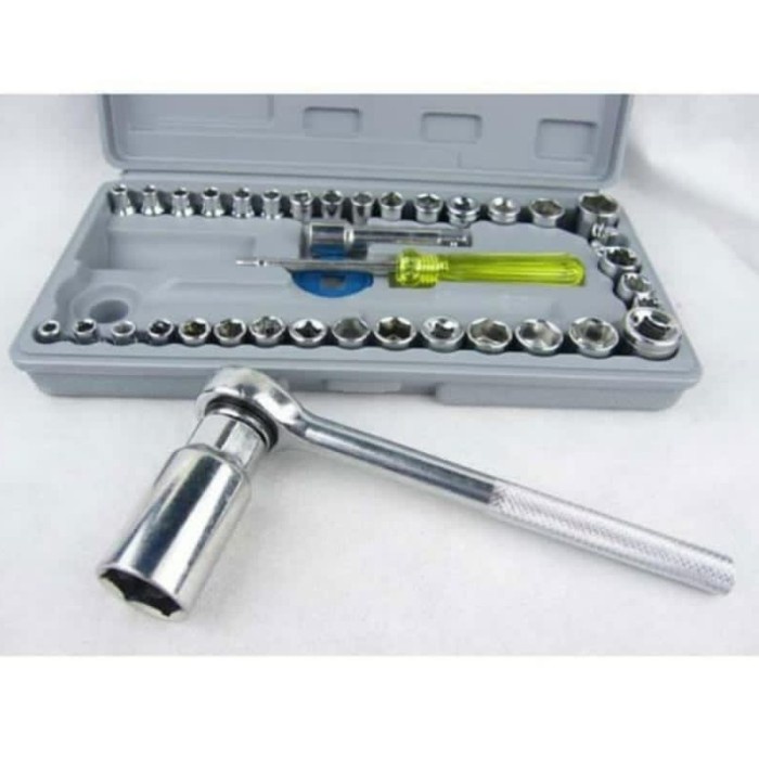KUNCI SOK SHOCK WRENCH SET 40 IN 1 ALAT BENGKEL MOTOR OBENG
