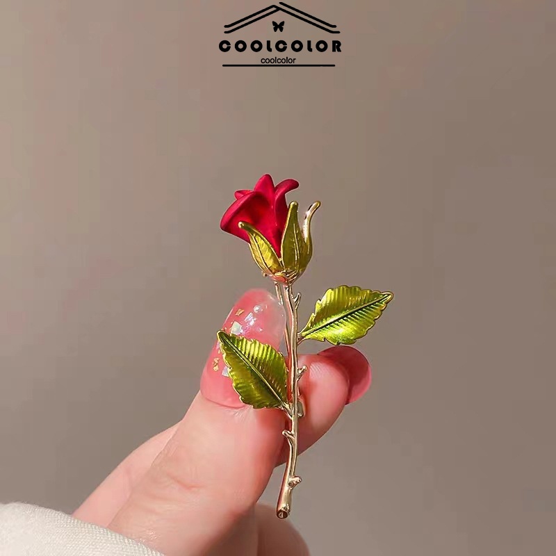 COD  Bros Mawar Merah Minyak Lukis Peony Bros Bunga Mawar Merah Dengan Bros Rose-cl