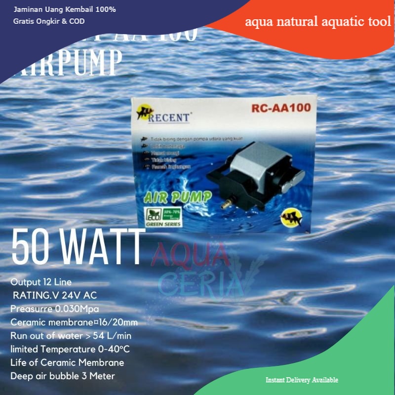 RECENT AA 100 MESIN AERATOR BLOWER  TEKANAN BESAR KOLAM AQUARIUM