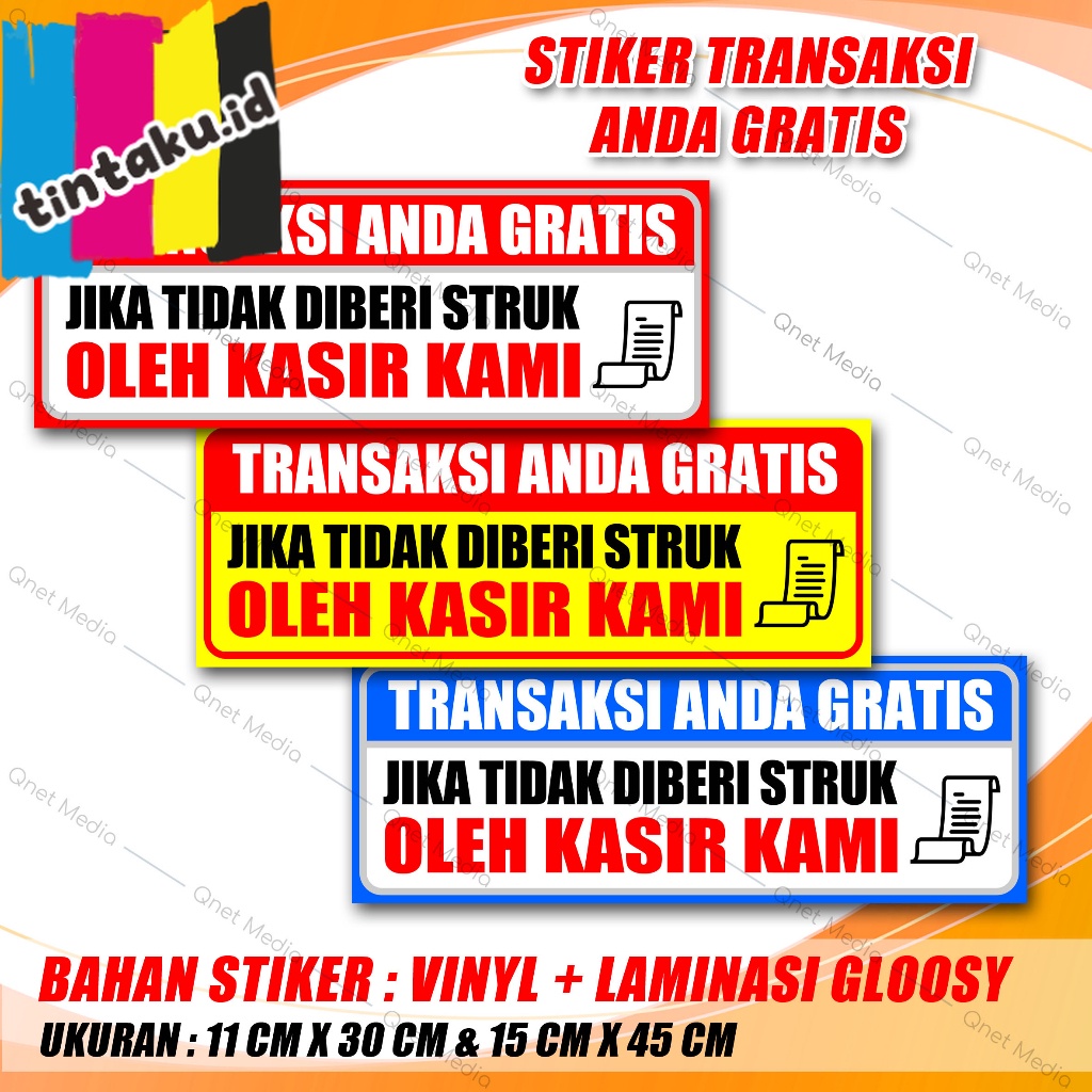 

STIKER TRANSAKSI ANDA GRATIS JI|KA TIDAK DAPAT STRUK | BAHAN VINYL + LAMINASI GLOSSY