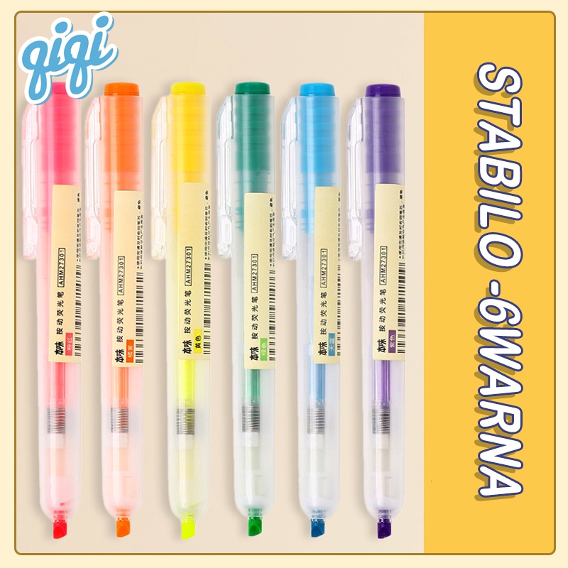 

penanda titik kunci untuk menekan spidol warna permen warna warna sederhana/Mechanical Highlighter Penanda Berwarna - Qiqi Treasure