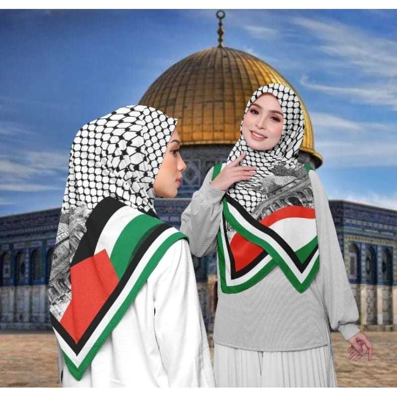 [FaFi] hijab segi empat Palestina//Segiempat motif Ready makassar