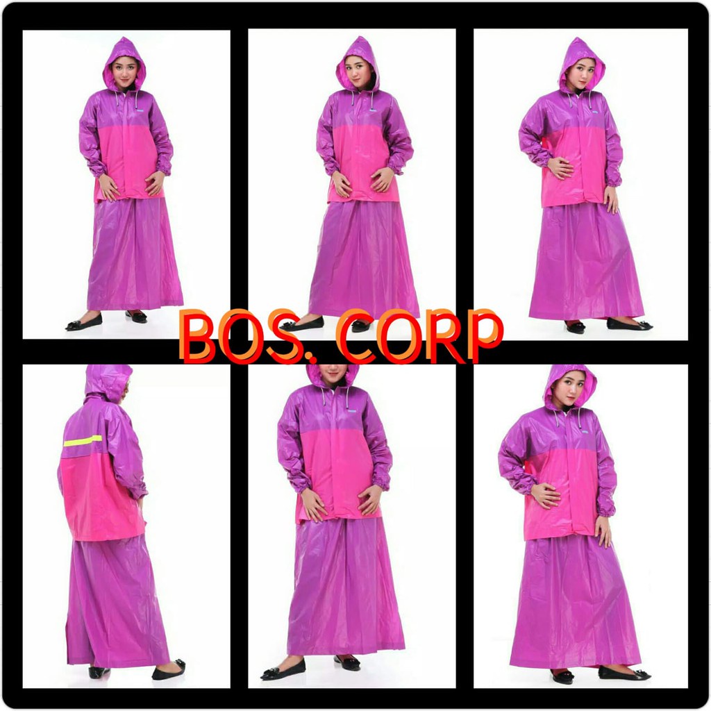 Jas Hujan Rok Muslimah Valencia Ralen Star RS 66007 / jas hujan setelan rok jumbo / jas hujan wanita