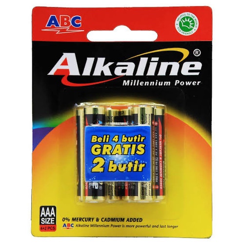 Baterai Batrai Abc Alkaline AAA A3 4 Bonus 2 Isi 6 Buah Battery Abc Alkaline