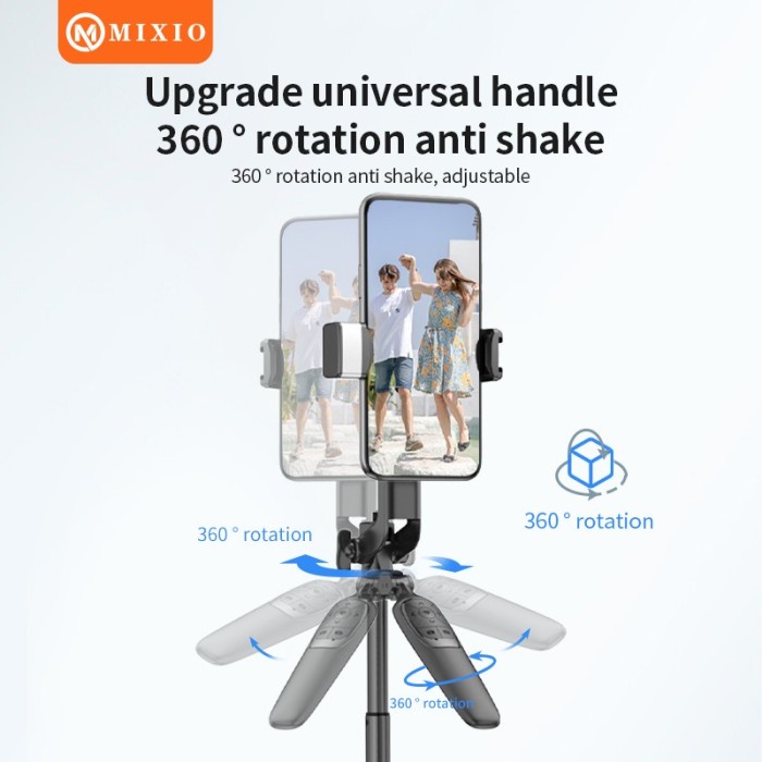 MIXIO A66 - 160CM Tongsis Bluetooth Selfie Stick Tr with LED Light