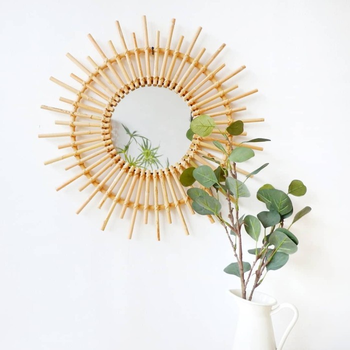 Cermin Rotan (Hiasan Dinding/Kaca/Dekorasi Rumah/Kerajinan Rotan) - Matahari