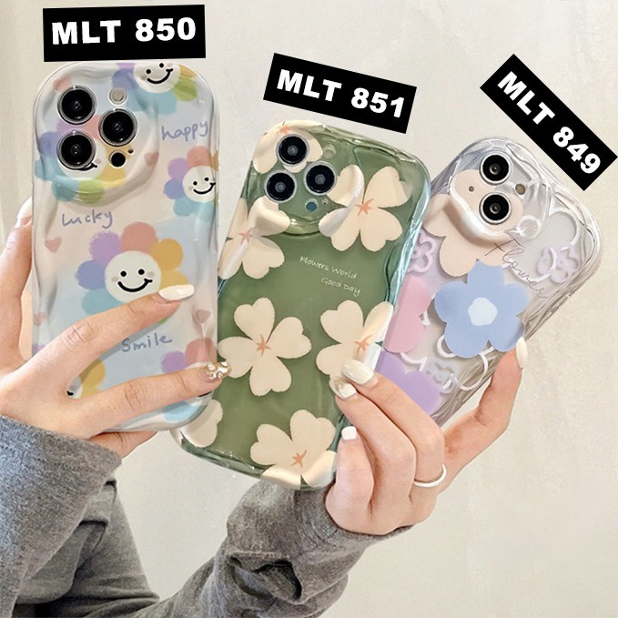 SS SILIKON  CASE WAVY CURVE EDGE FRESH FLORAL FLOWER TPU  OPPO A98 5G A1K A5S A7 A12 A11K F9 RENO 8 