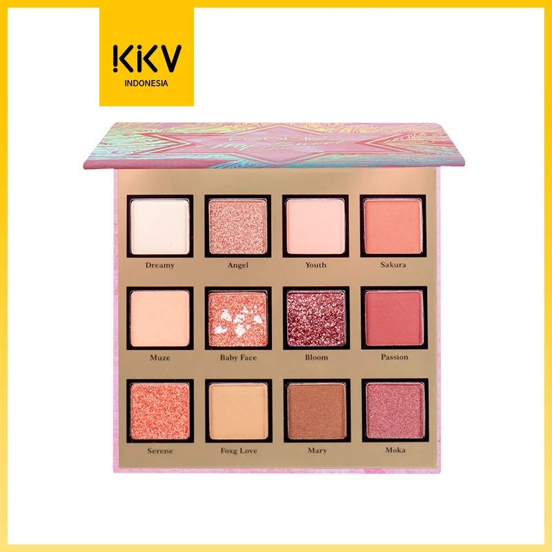 COD [BPOM]KKV - FEBBLE·12 COLORS EYESHDOW PALETTE/Palet eyeshadow /dewey finish makeup /baked eyesha