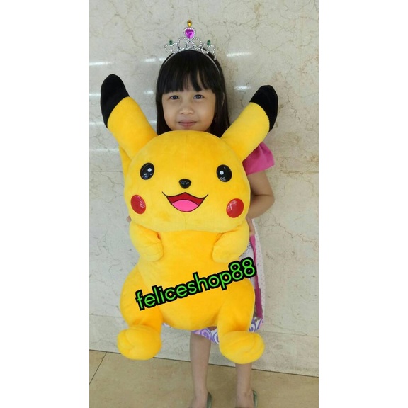 Gemoy boneka pokemon pikachu besar jumbo real pict