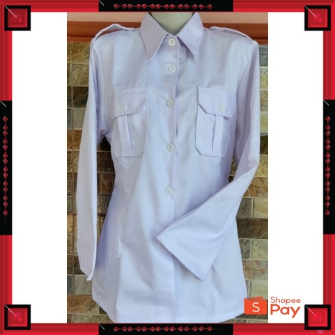 12.12 SERAGAM SALE / SERAGAM PDH/BAJU DINAS PNS/ LENGAN PANJANG, PUTIH CEWEK, atasan