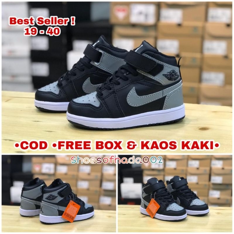 Sepatu jordan anak laki laki black grey sneakers anak nike
