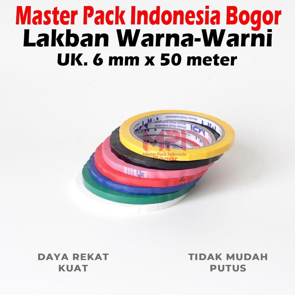 

Lakban Isolasi Warna - Warni 6 mm x 50 meter - Isolasi Master Pack Indonesia