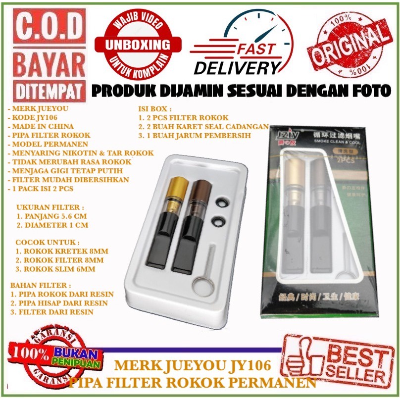 PIPE HOLDER JUEYOU JZIY JY106 PIPA FILTER SARINGAN ASAP PERMANEN UNTUK 8MM DAN 6MM