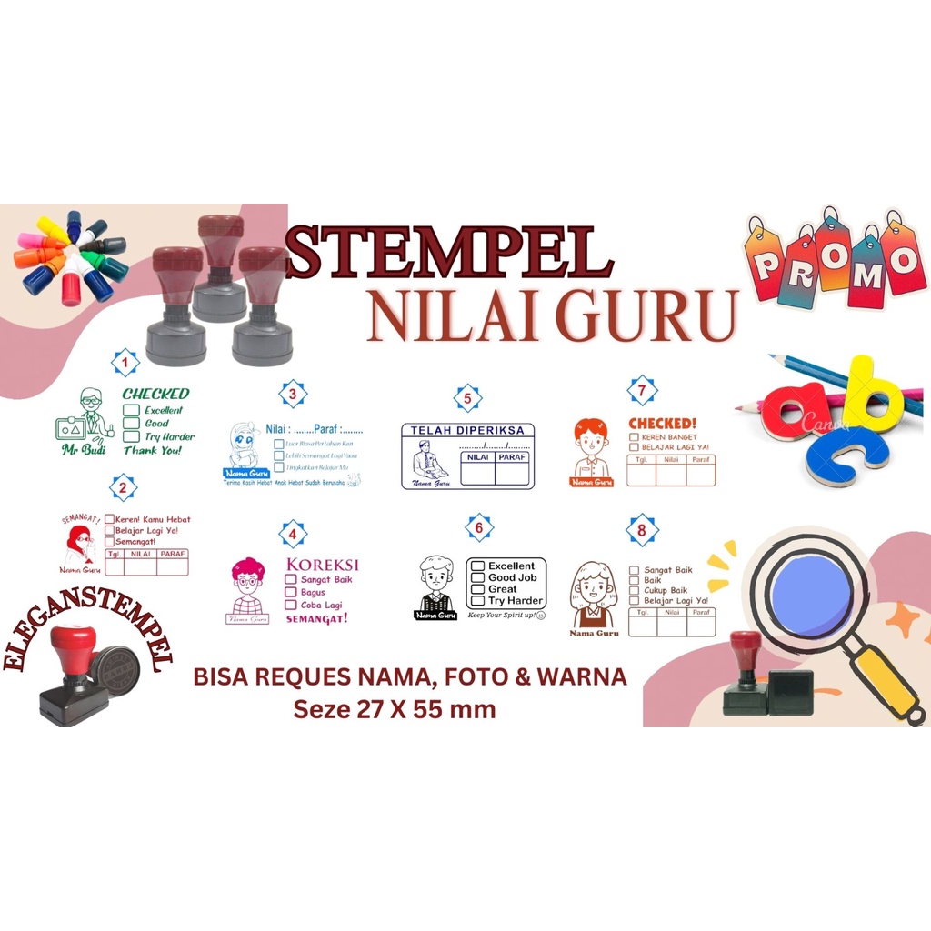 

Stempel Nilai Guru / Penilaian / Koreksi / Checked / Reward Bisa custom